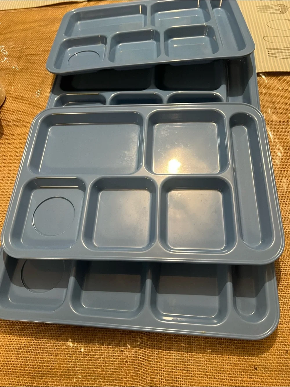 Pottery Barn Kids Divided Melamine Food Plates Trays Green Cafeteria Set of 4